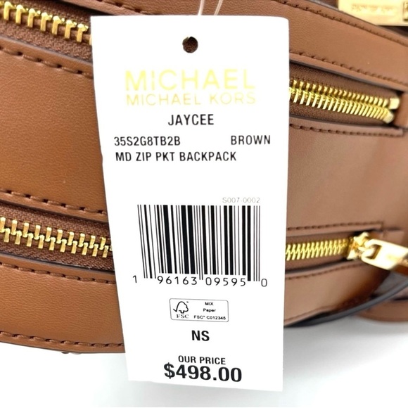 Michael Kors Medium Jaycee Zip Packet Backpack Brown - Picture 11 of 11